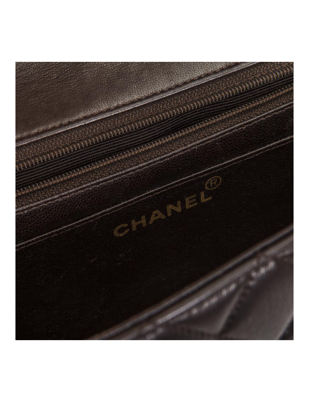 CHANEL school flap bag in brown quilted lambskin leather