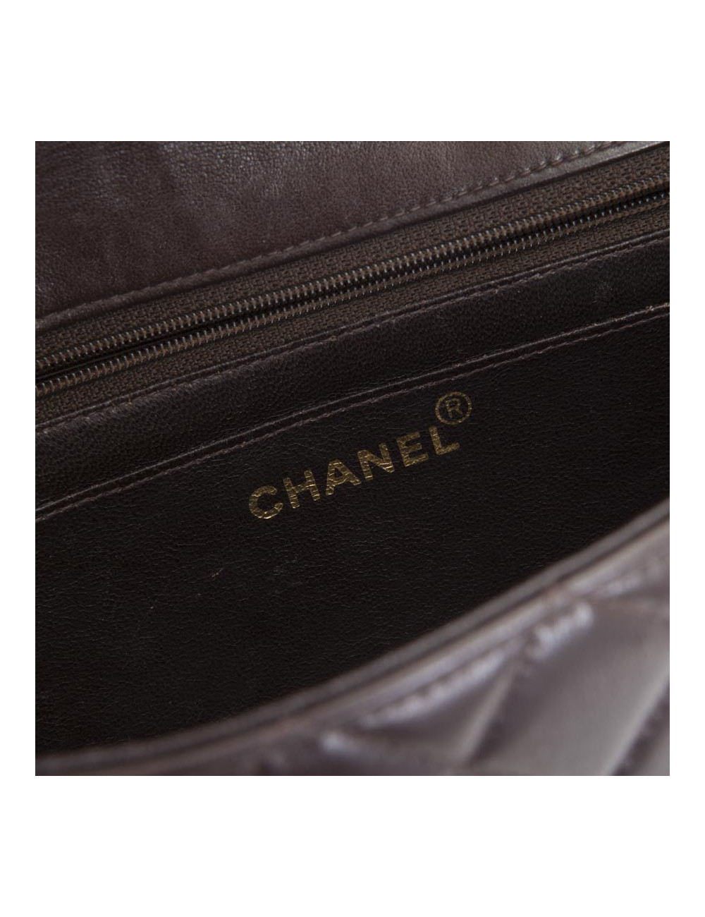 Sac cartable CHANEL cuir d'agneau matelassé marron