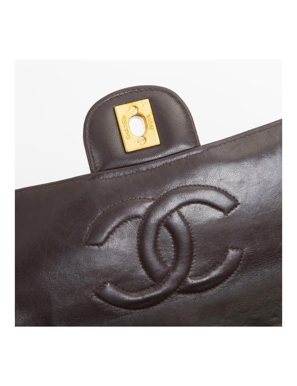 CHANEL school flap bag in brown quilted lambskin leather