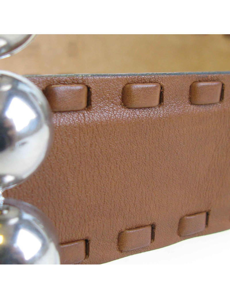 Ceinture ROBERTO CAVALLI T80 en cuir marron et bijouterie argentée