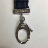 CHANEL key holder in quilted dark blue leather