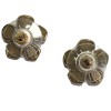 CHANEL flower stud earrings in beige resin and pearly bead
