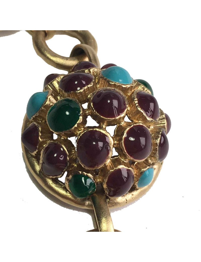 xxx Collier "Paris-Bombay" CHANEL en métal doré mat et pâte de verre de couleur