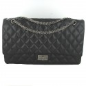 Maxi 2 55 CHANEL black quilted aged leather
