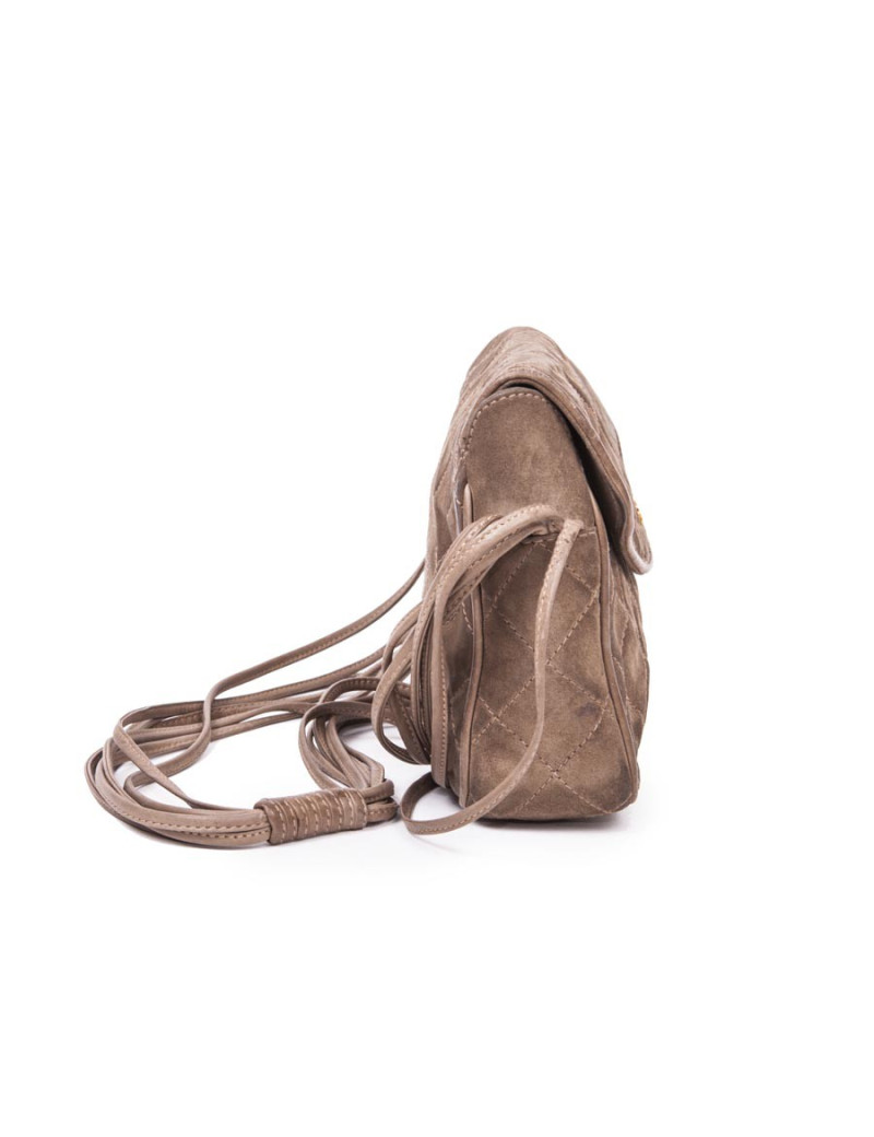 Sac CHANEL vintage en veau velours taupe