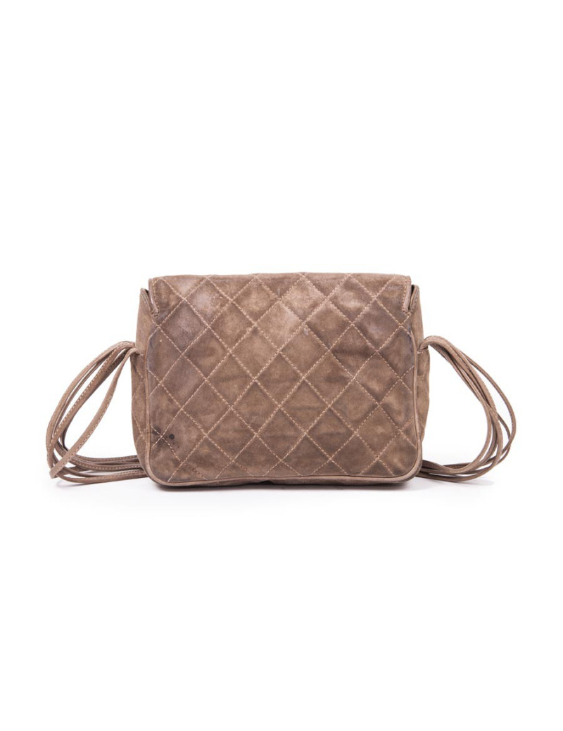 Sac CHANEL vintage en veau velours taupe