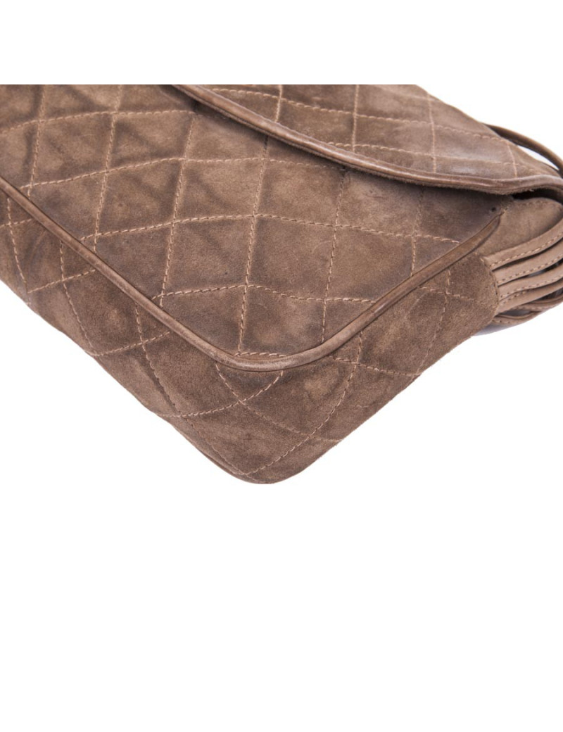 Sac CHANEL vintage en veau velours taupe