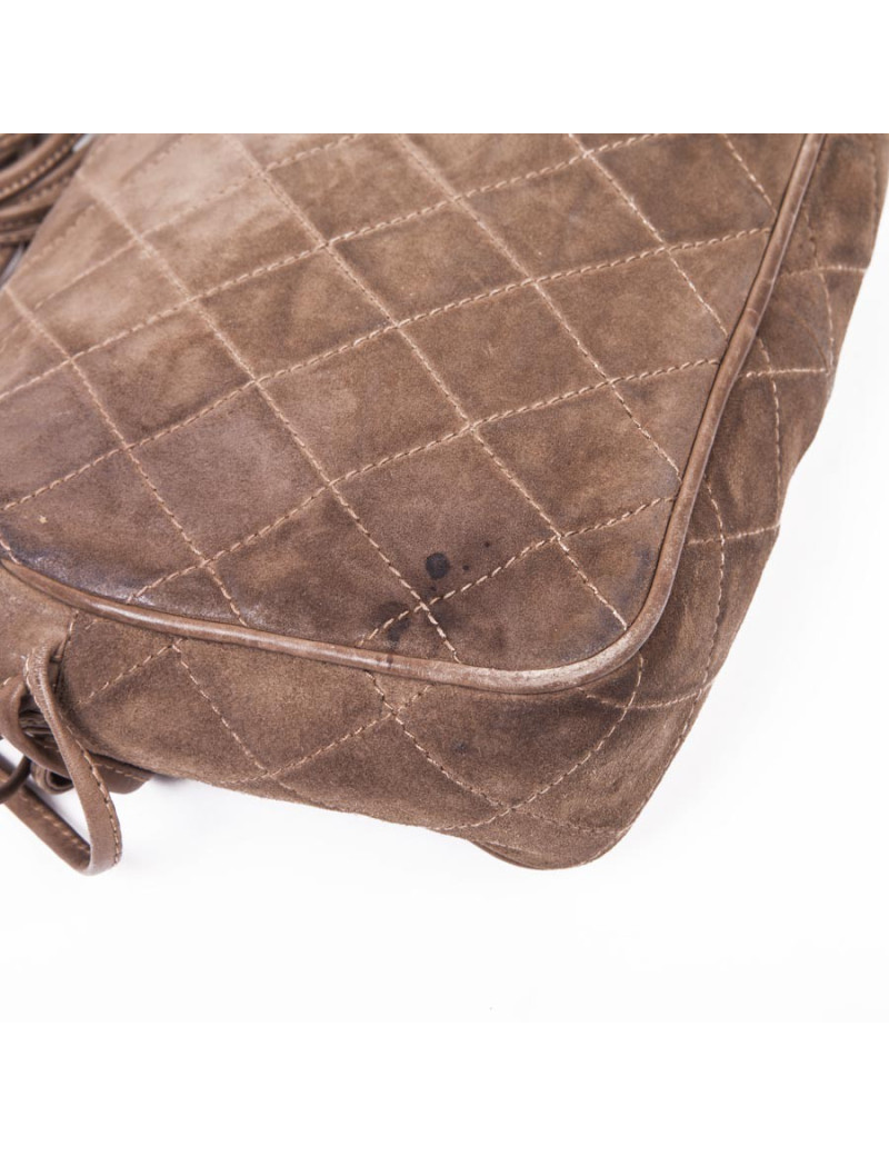 Sac CHANEL vintage en veau velours taupe