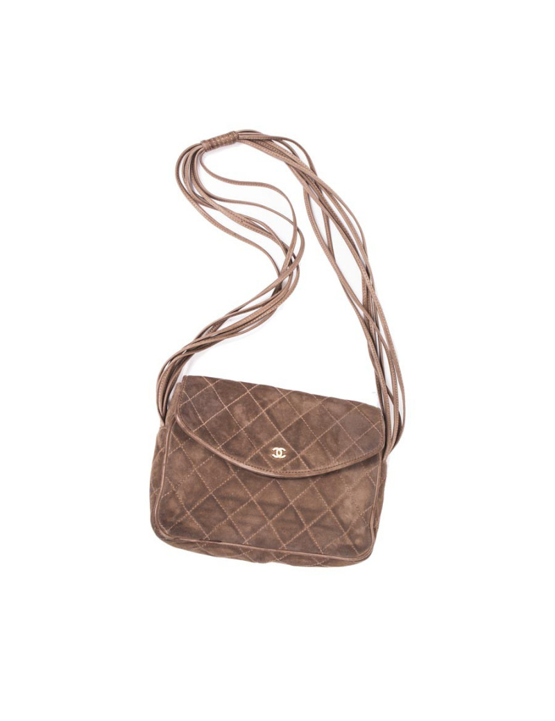Sac CHANEL vintage en veau velours beige