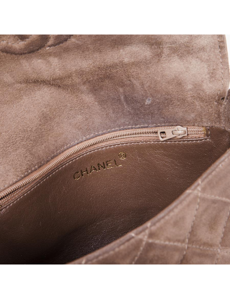 Sac CHANEL vintage en veau velours taupe