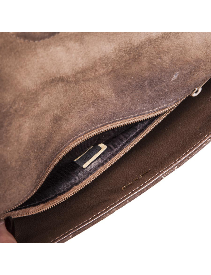 Sac CHANEL vintage en veau velours taupe