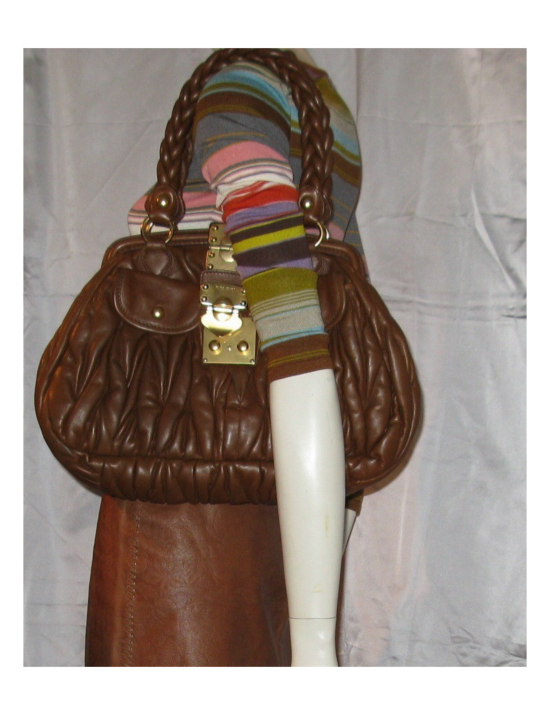 Sac MIU MIU en cuir matelassé marron