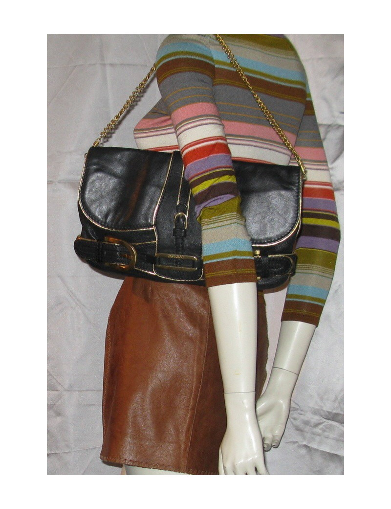 Sac pochette JIMMY CHOO en cuir noir