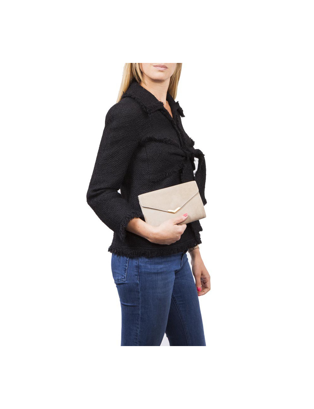 HERMES vintage clutch in naturel suede