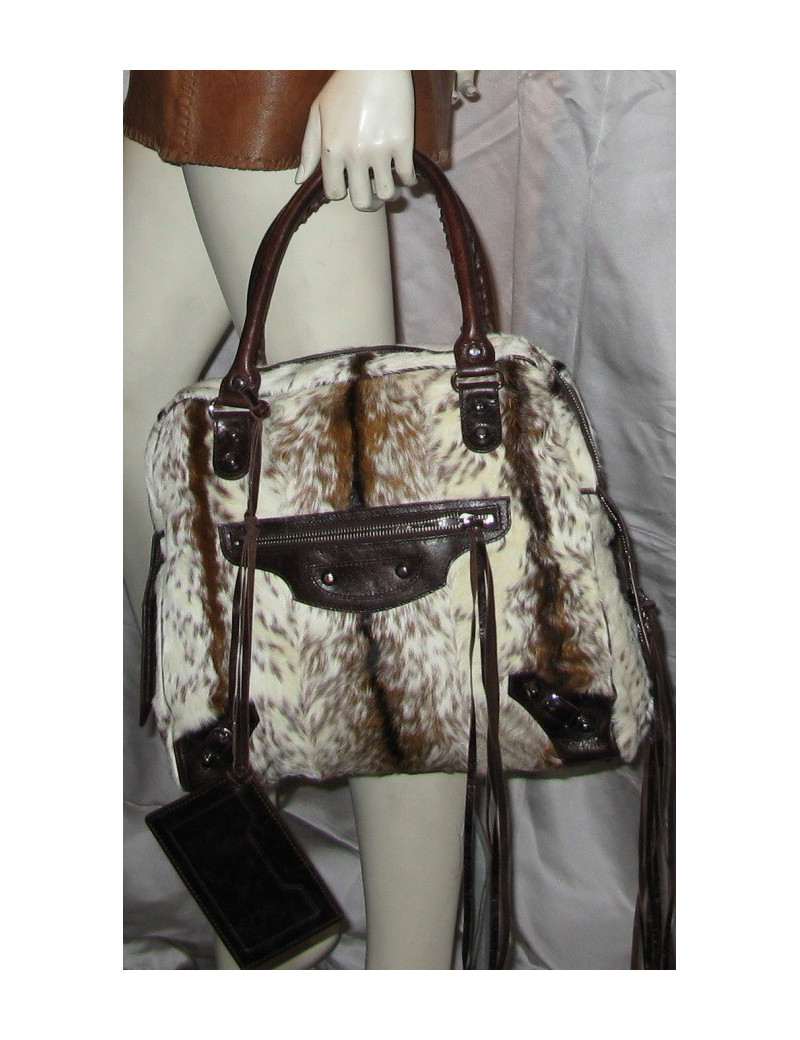 Sac BALENCIAGA mini bowling en chèvre