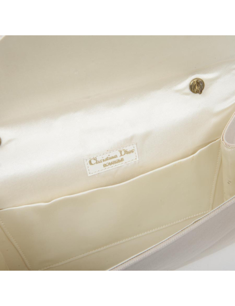CHRISTIAN DIOR vintage clutch in ivory satin
