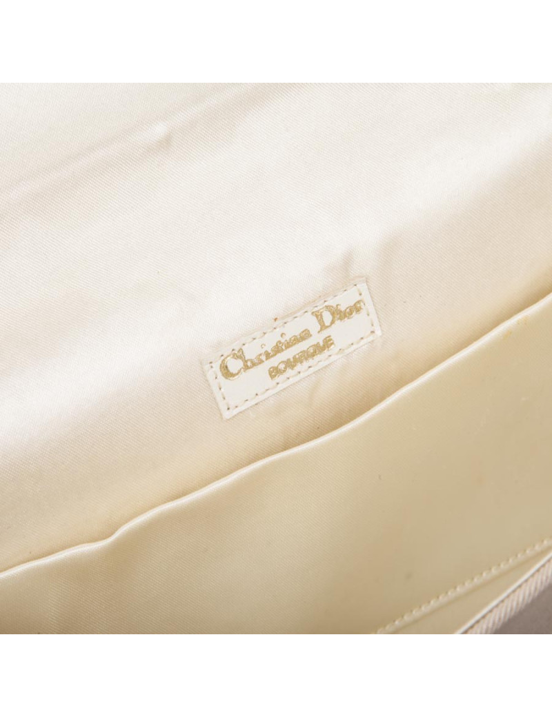CHRISTIAN DIOR vintage clutch in ivory satin