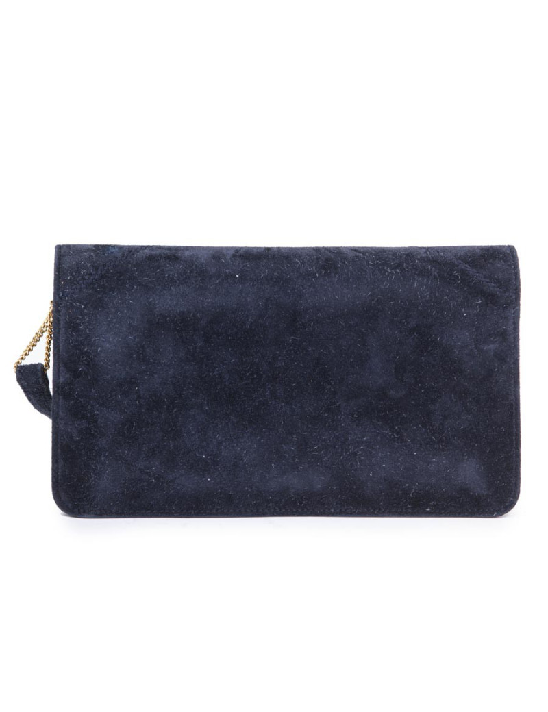 Mini sac HERMES Vintage daim bleu nuit