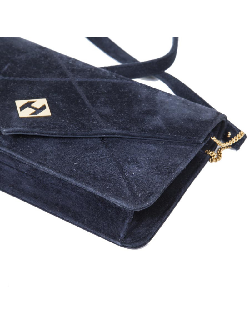 Mini sac HERMES Vintage daim bleu nuit