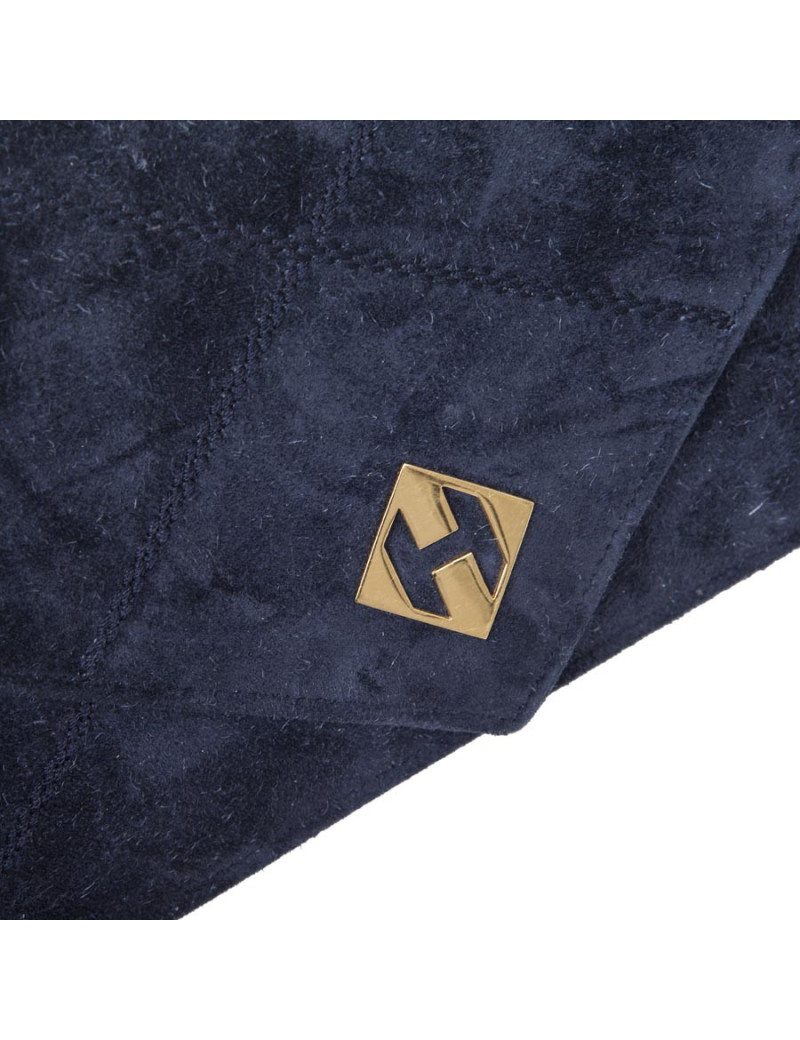 Mini sac HERMES Vintage daim bleu nuit