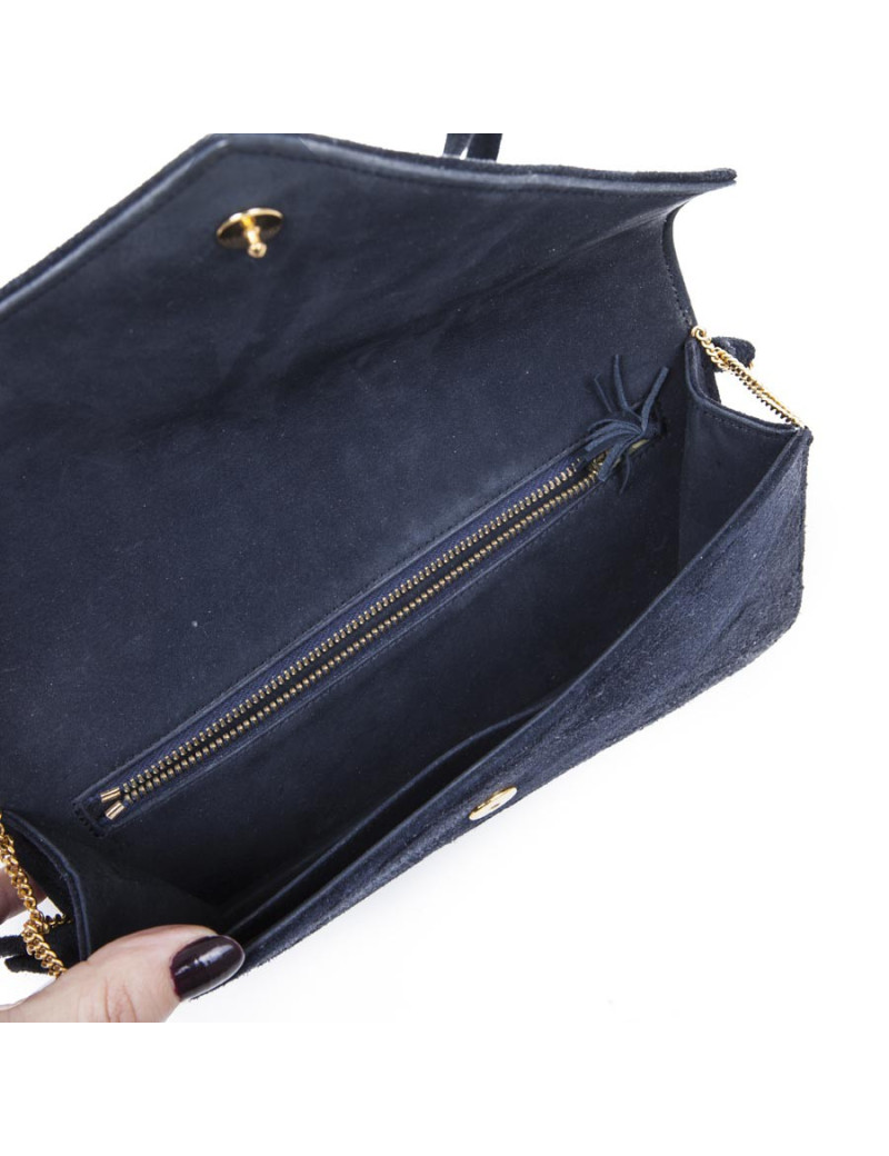 Mini sac HERMES Vintage daim bleu nuit