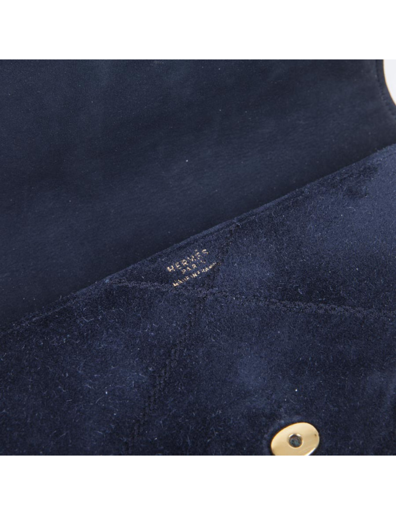 Mini sac HERMES Vintage daim bleu nuit