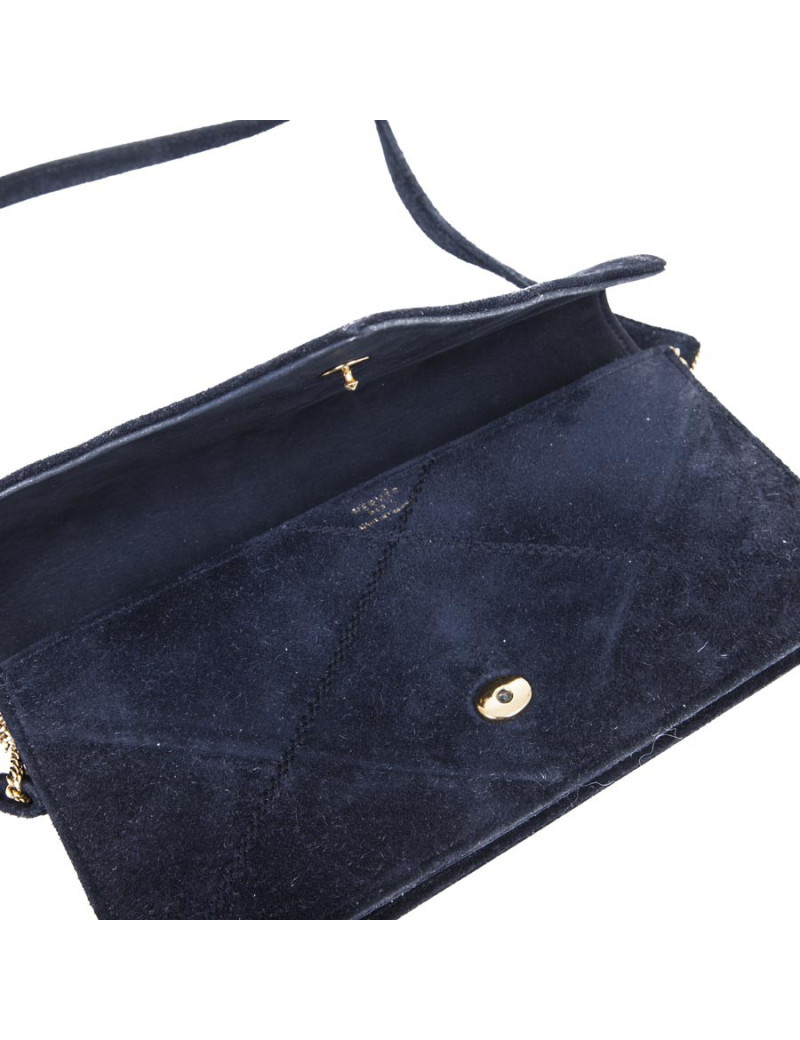 Mini sac HERMES Vintage daim bleu nuit