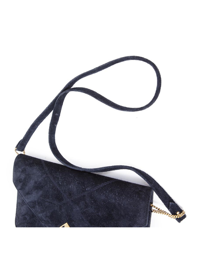 Mini sac HERMES Vintage daim bleu nuit