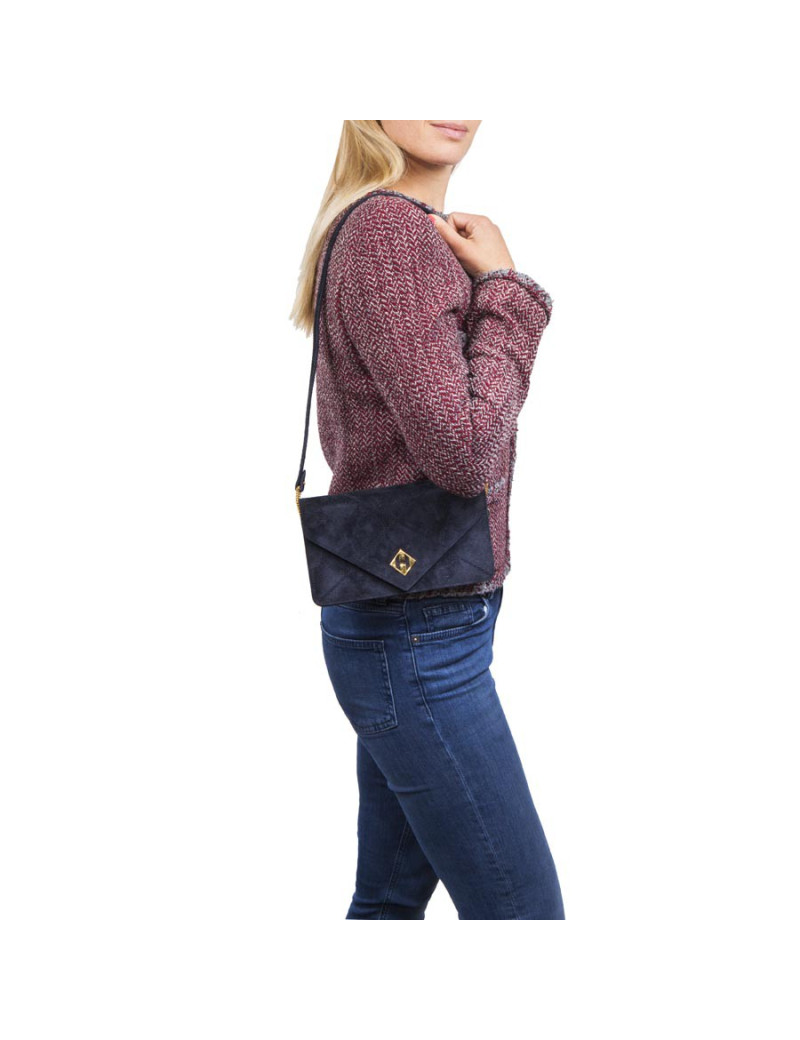 Mini sac HERMES Vintage daim bleu nuit