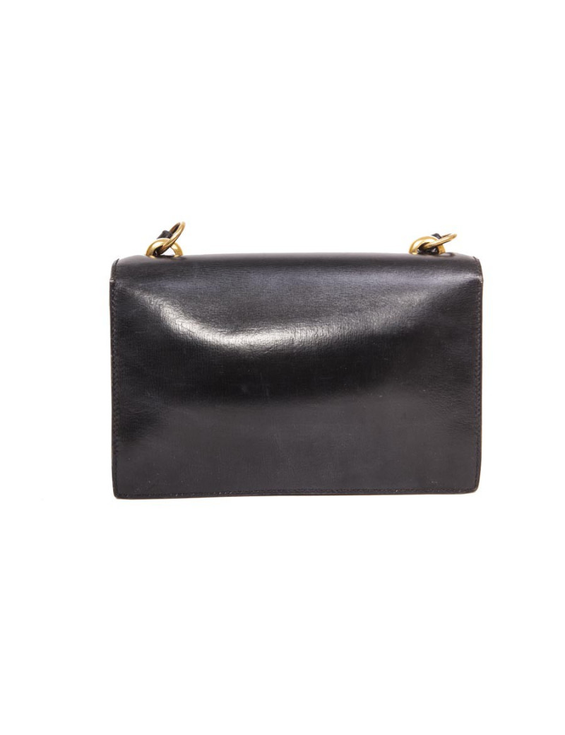 Mini sac HERMES Vintage en cuir box noir