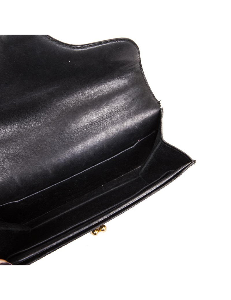 Mini sac HERMES Vintage en cuir box noir