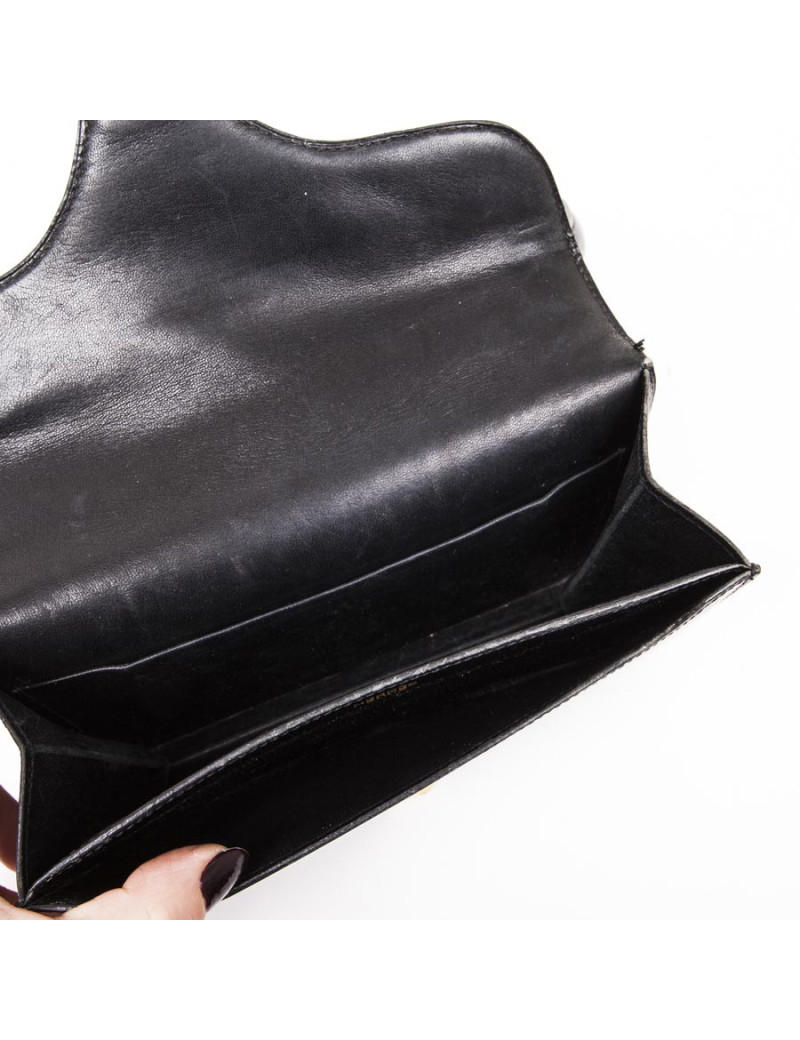 Mini sac HERMES Vintage en cuir box noir