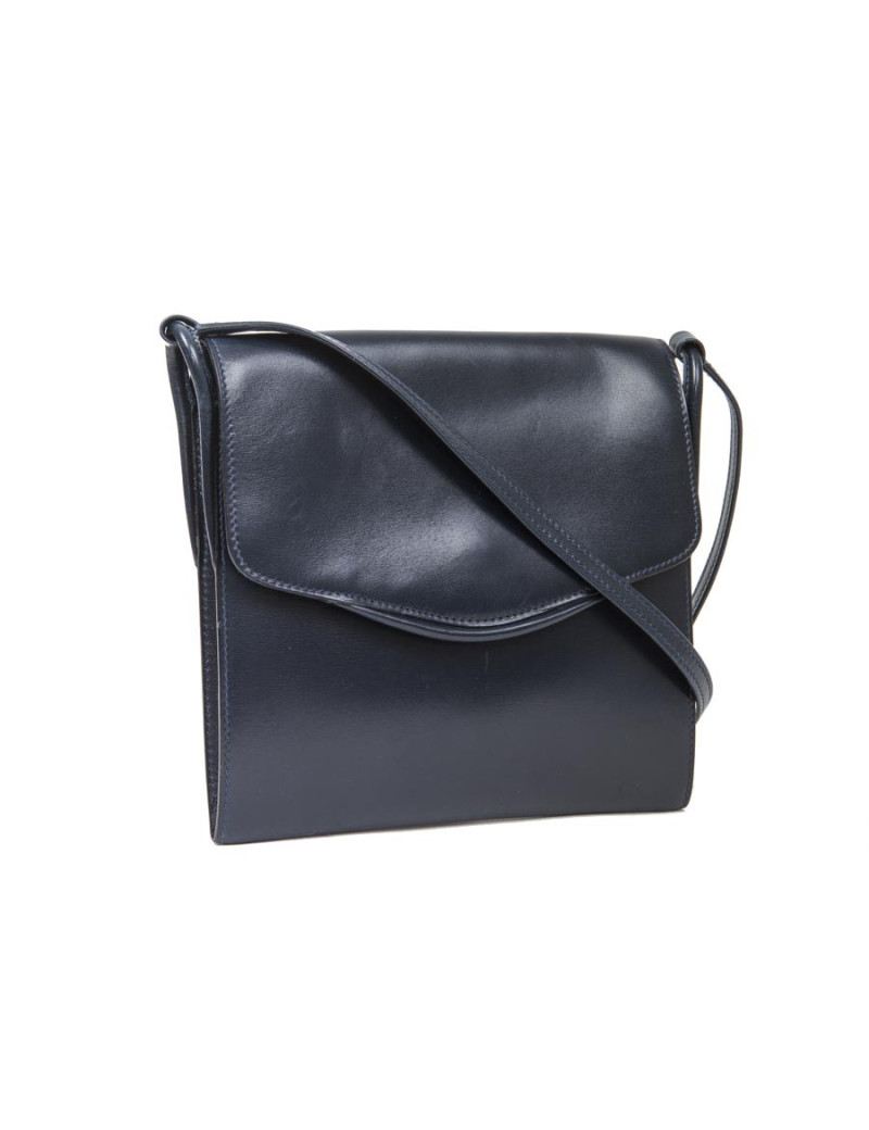 HERMES vintage pouch in blue night box leather