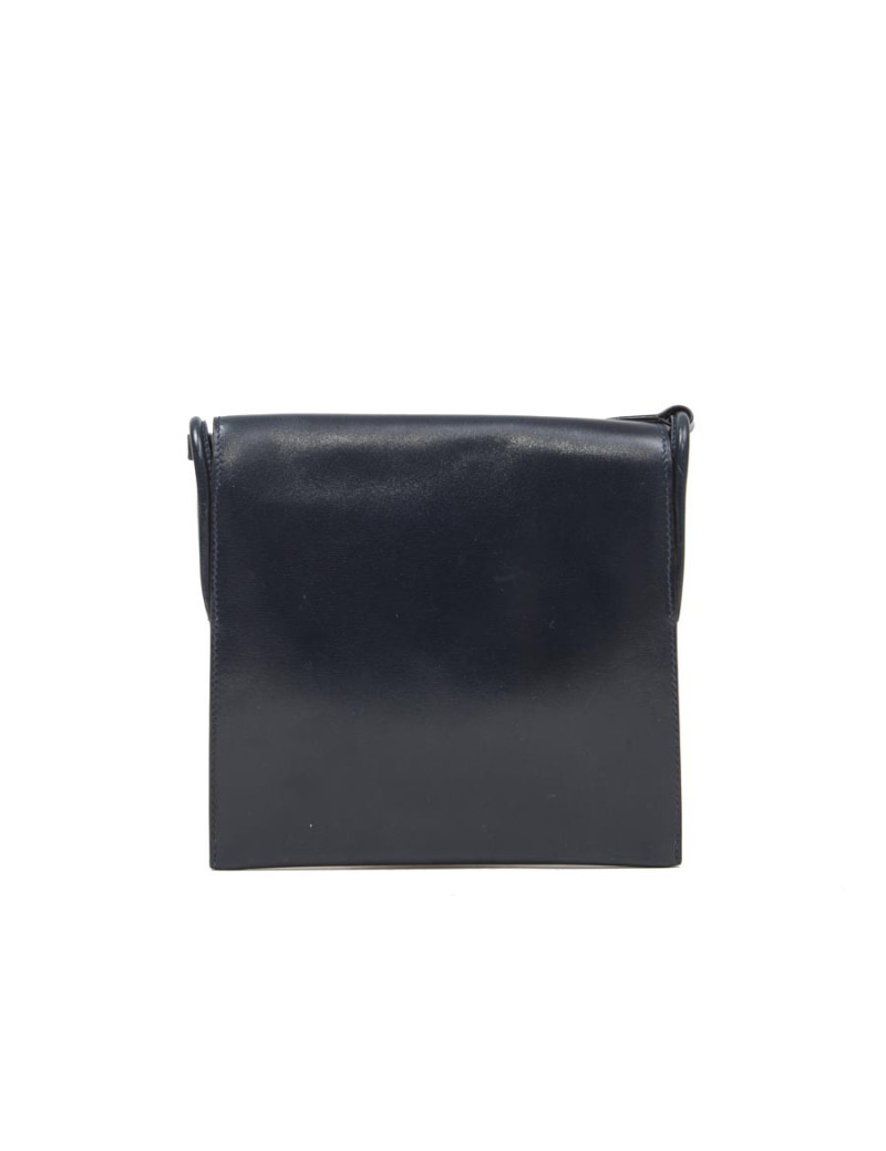 HERMES vintage pouch in blue night box leather
