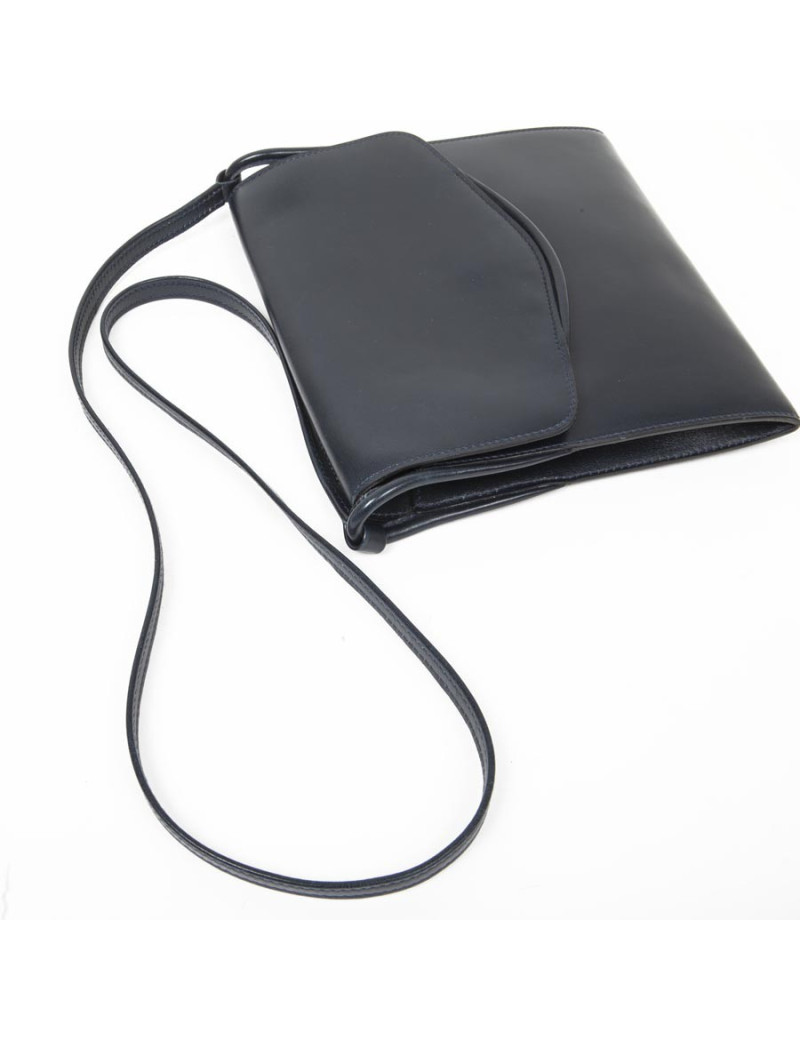 HERMES vintage pouch in blue night box leather