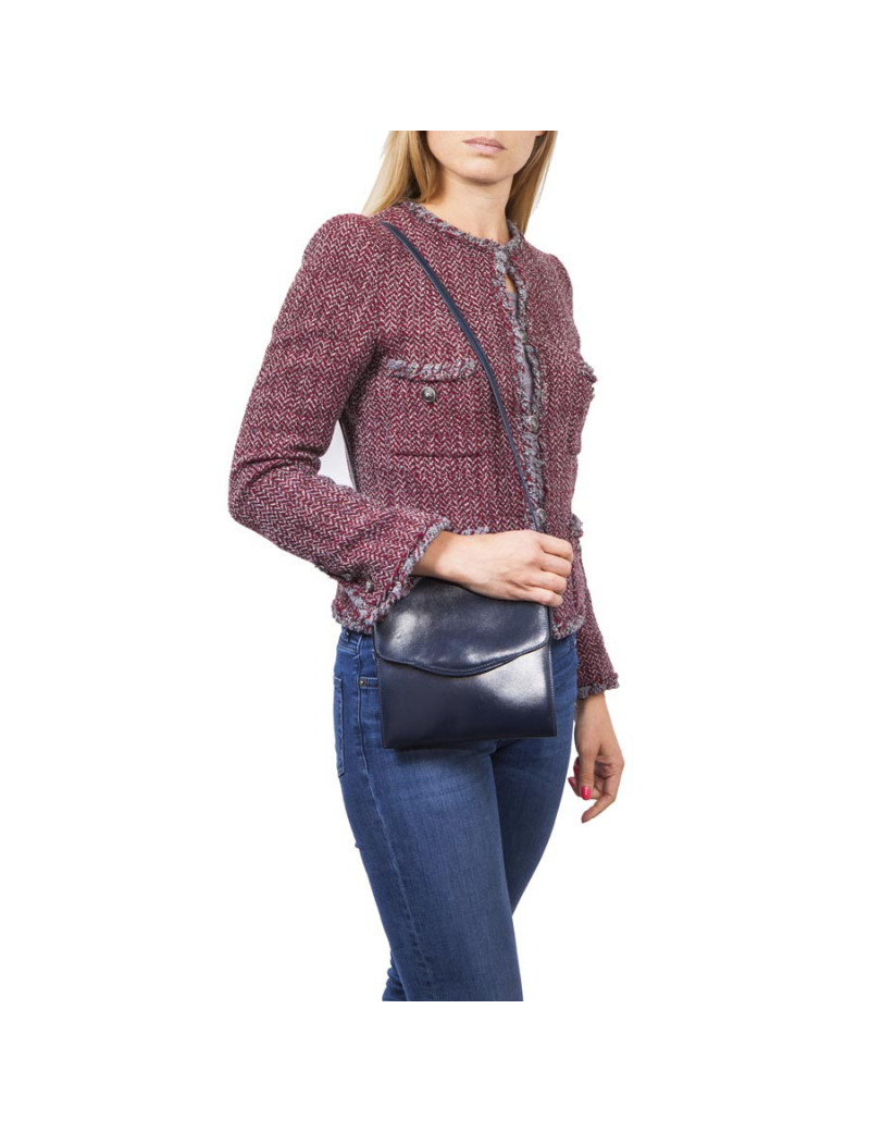 HERMES vintage pouch in blue night box leather