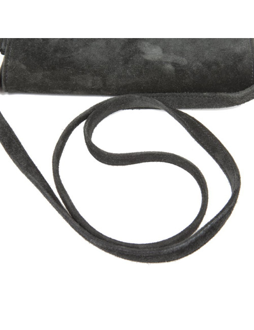 Pochette HERMES daim noir Vintage 