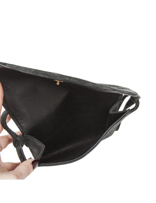 Pochette HERMES daim noir Vintage 