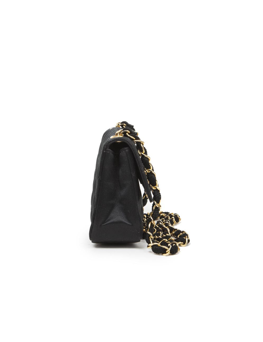 Mini ac du soir CHANEL en satin de soie matelassé noir