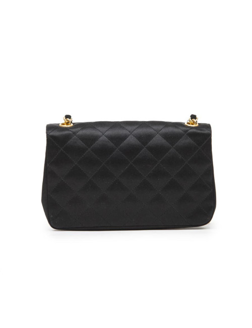 Mini sac du soir CHANEL en satin de soie matelassé noir