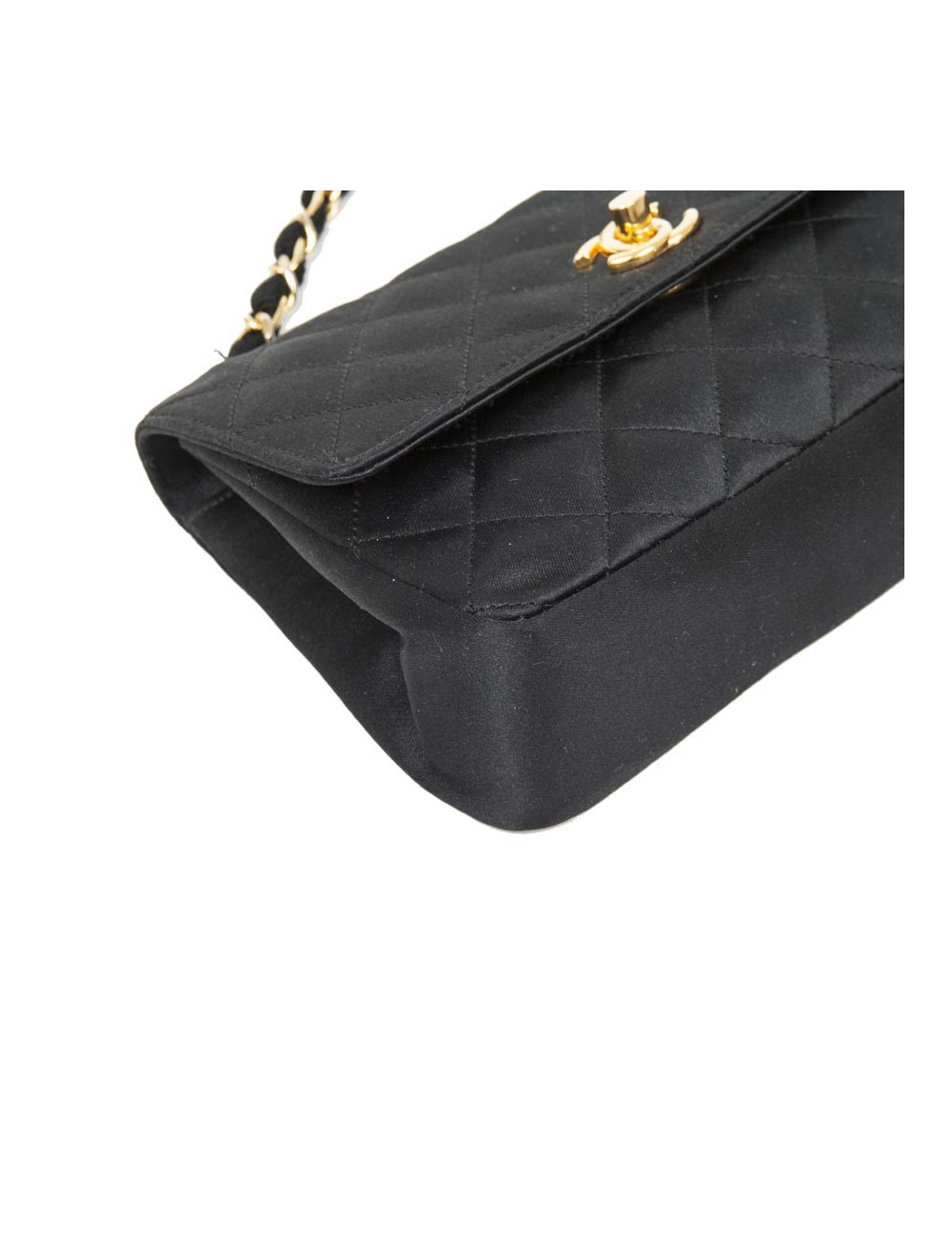 Mini sac du soir CHANEL en satin de soie matelassé noir