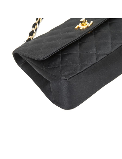Mini sac du soir CHANEL en satin de soie matelassé noir