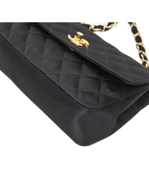 Mini sac du soir CHANEL en satin de soie matelassé noir