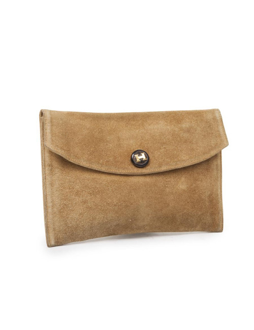Pochette HERMES en daim 