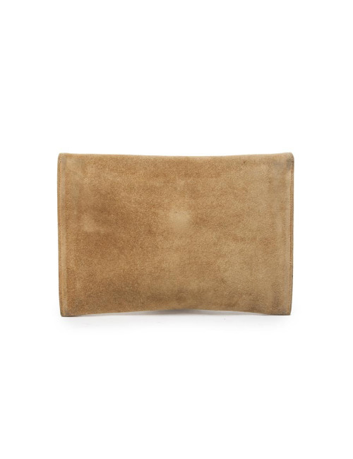 HERMES vintage clutch in camel suede