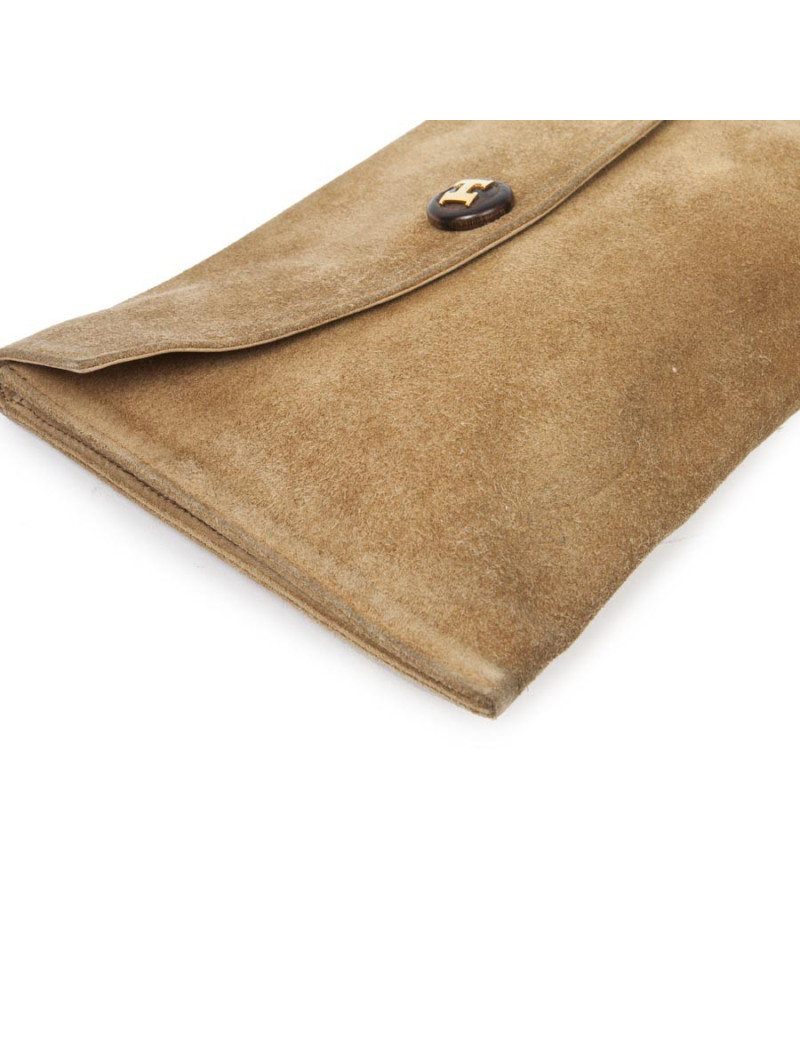 Pochette HERMES en daim 
