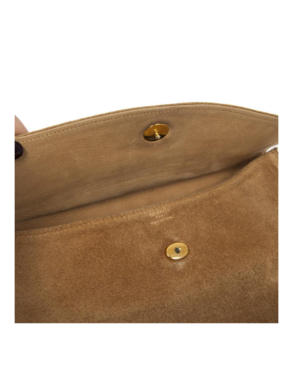 HERMES vintage clutch in camel suede