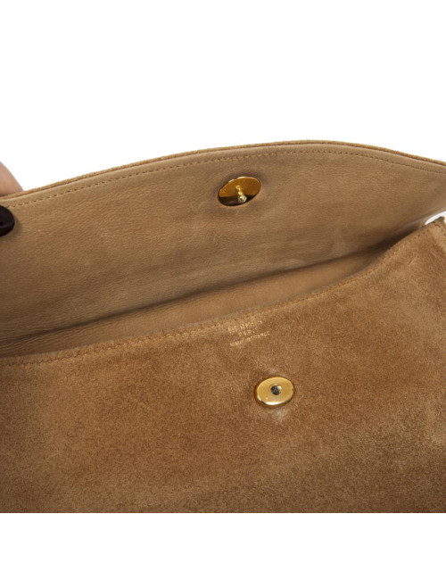 HERMES vintage clutch in camel suede