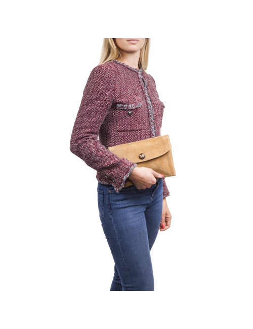 HERMES vintage clutch in camel suede