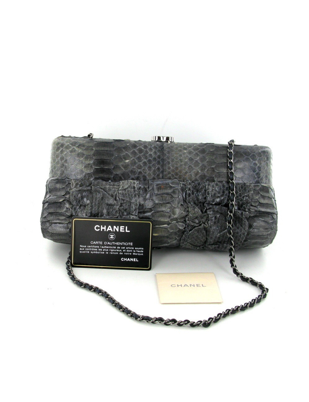 Pochette CHANEL en python gris